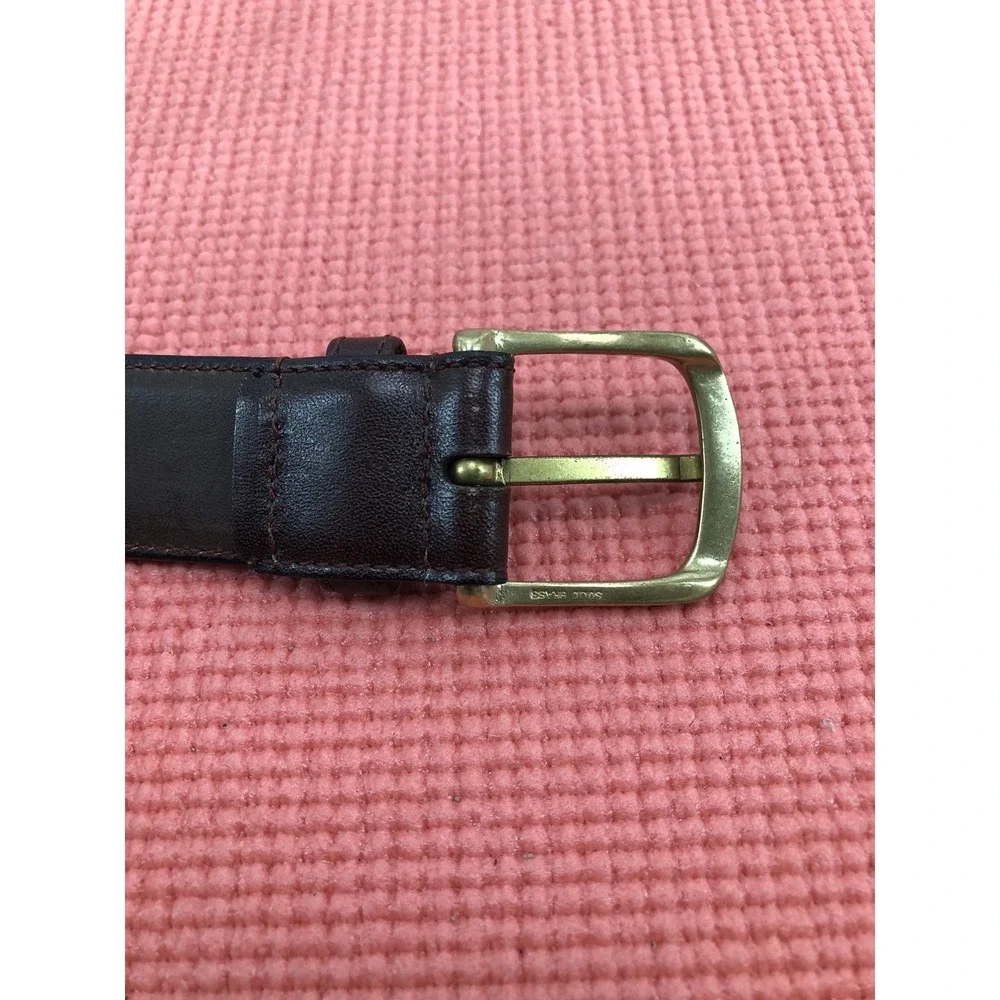 Liberty of London dress belt men's 34‎ brown full grain glazed cowhide brass
